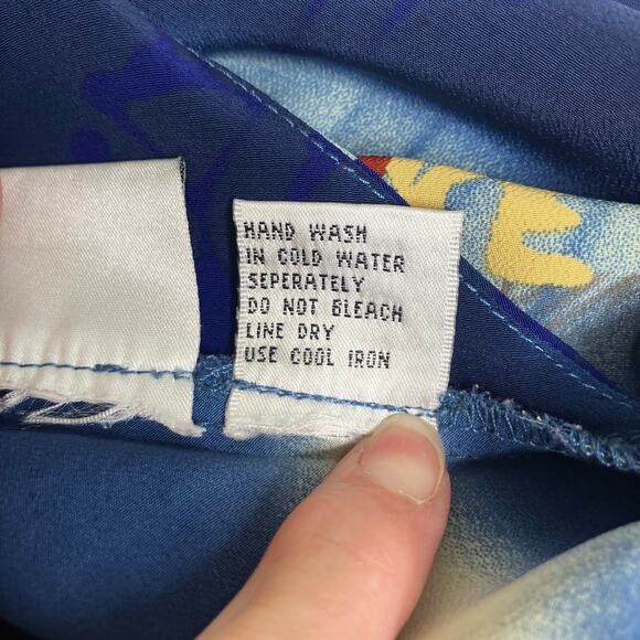 VTG Y2K Millennium Slip Dress SZ 14 Multicolor Abstract Print Love Compass Rose - Picture 7 of 9